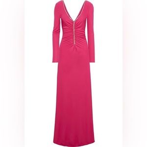 EMILIO PUCCI SEEN ON RHIANNA Pink Crystal-embellished ruched jersey gown